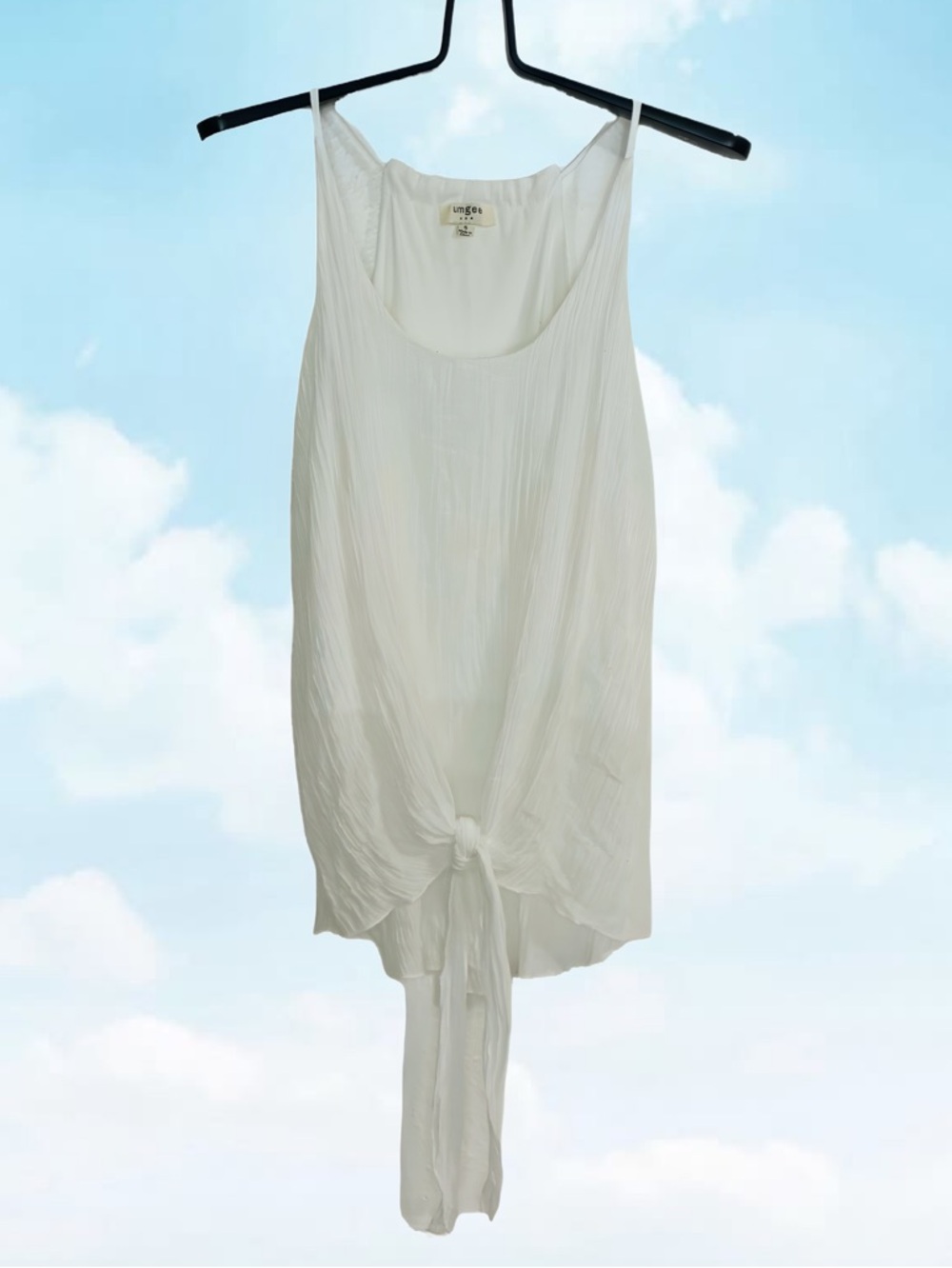 Umgee White Gauze Women's Racerback Tank Top with Tie Detail Sz.S